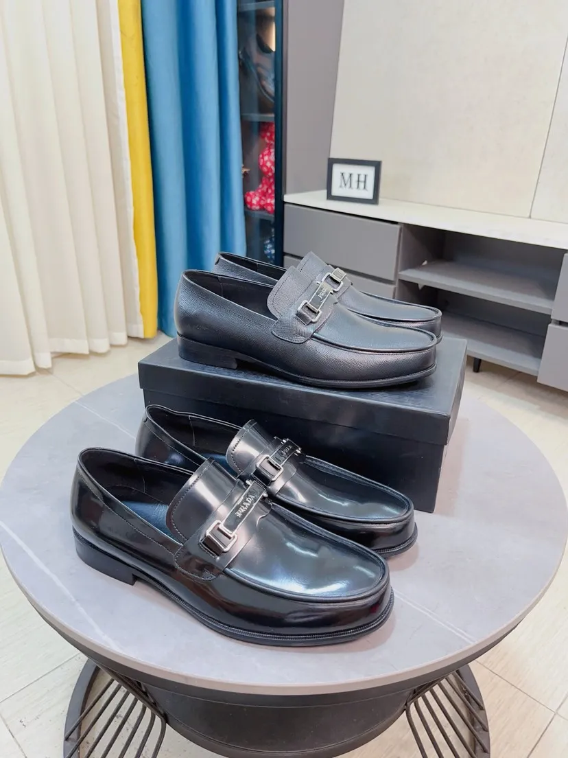 Men's shoes 💰540🌹🌹【PRADA Leather Shoes】Top purchasing agency Original imported Italian custom-made open-edge beaded cowhide leather surface, fully imported water-dyed breathable cowhide lining, original factory special molded sole super comfortable, size: 38-44
